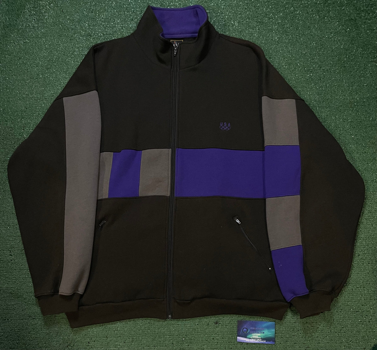Vintage U.S.A Olympics black purple & grey zipup jacket