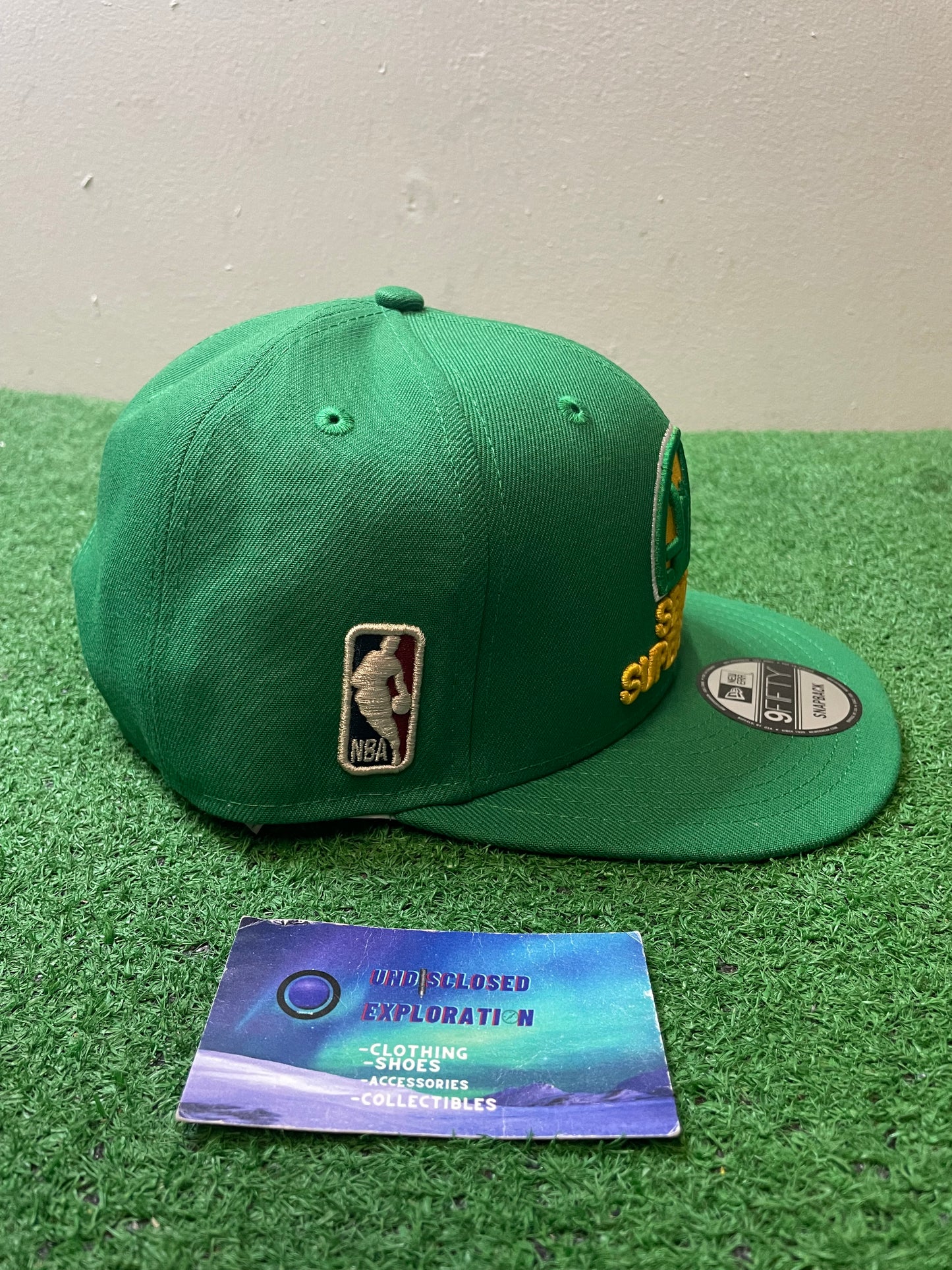 Seattle SuperSonics skyline green and yellow new era hat