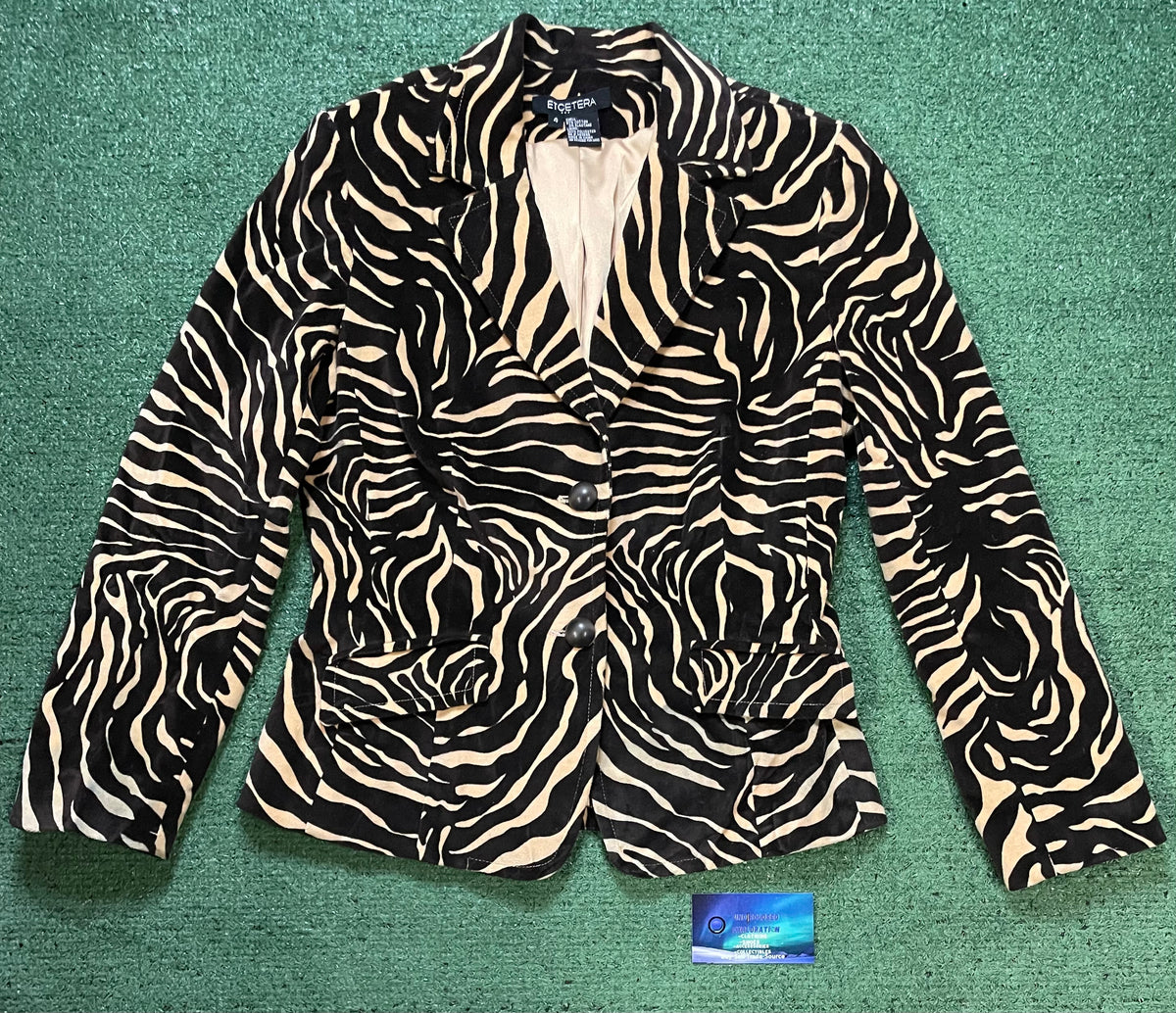 Etcetera brown velvet zebra-print blazer