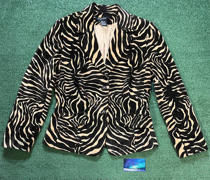 Etcetera brown velvet zebra-print blazer