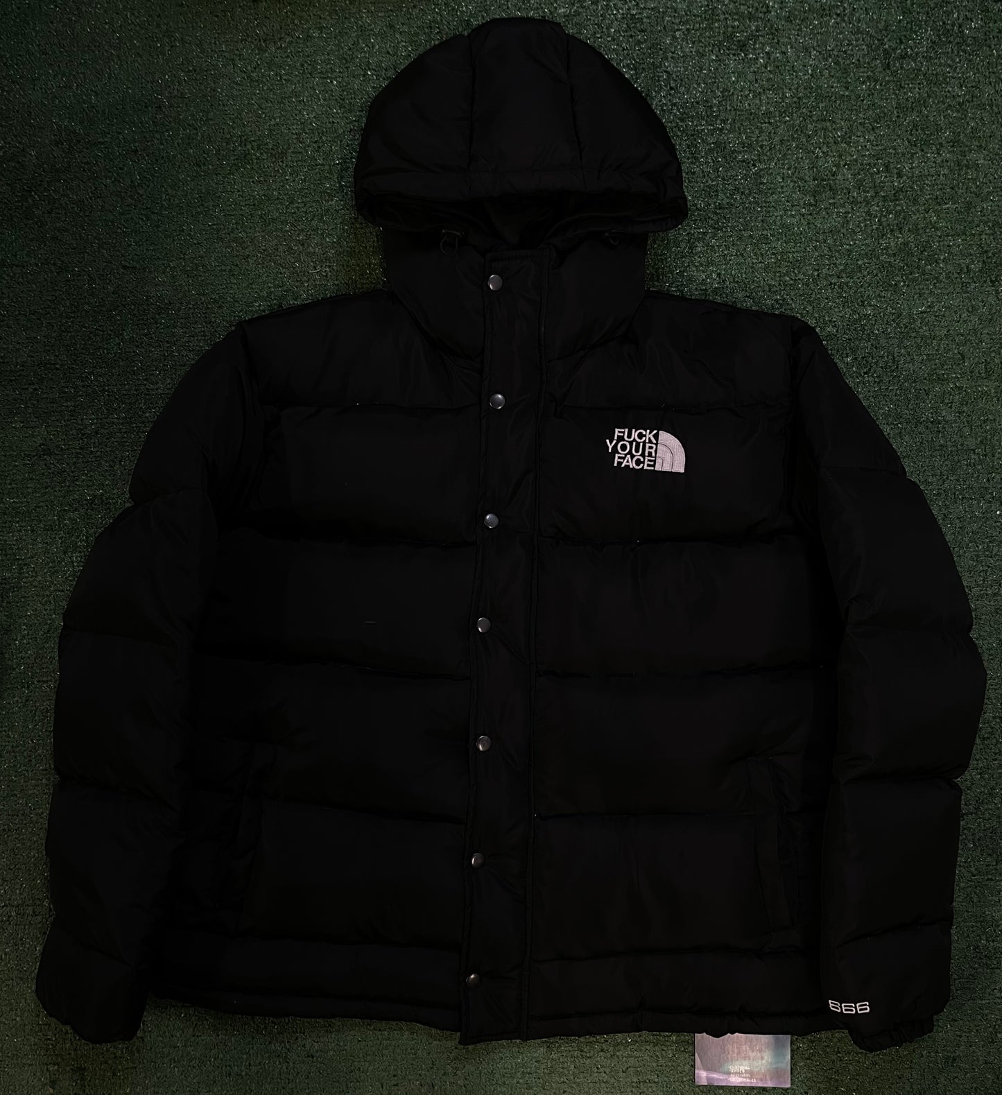 Fuck Your Face puffer black jacket