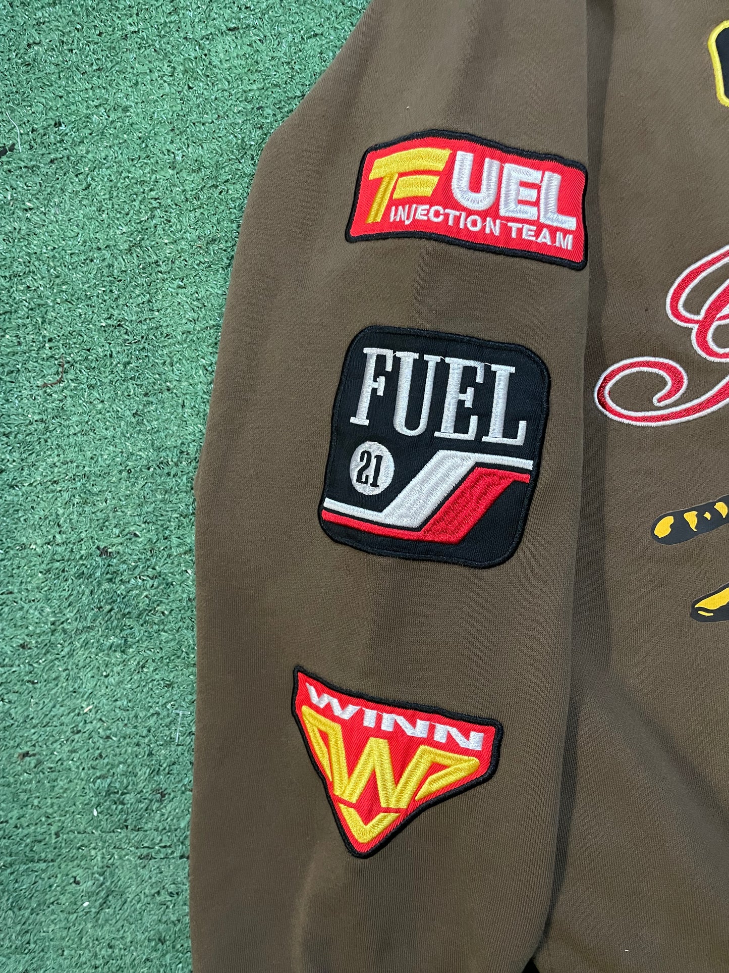 Pacsun brown Grand Prix full zip hoodie