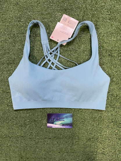 Lululemon FlexyFlex strappy yoga bra light blue