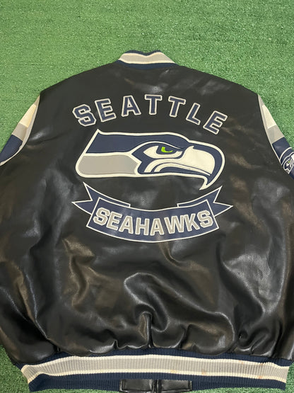 Vintage 2000s Seattle Seahawks leather varsity jacket