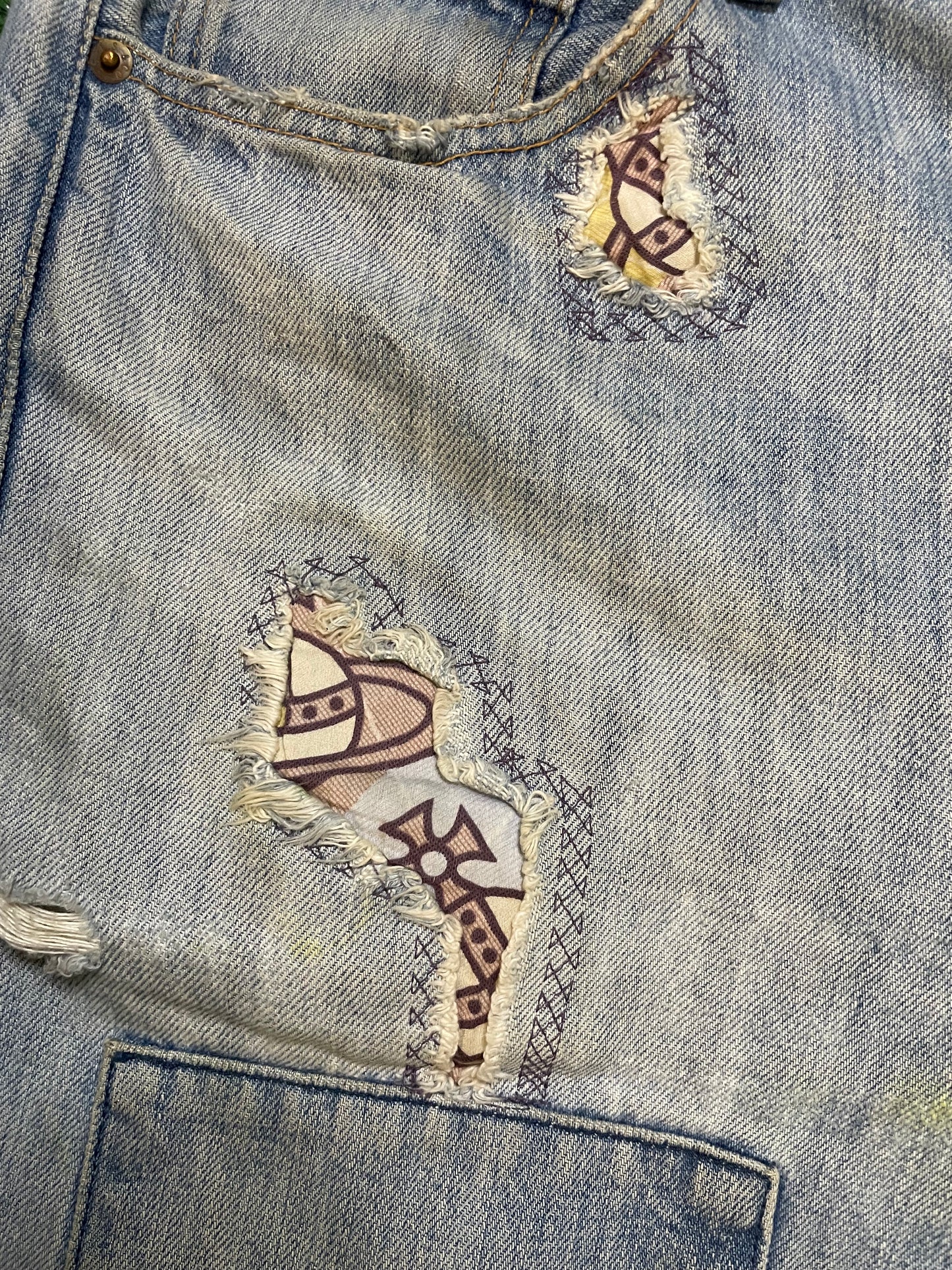 Vintage Levi light wash Vivienne westwood custom jeans