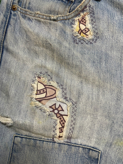 Vintage Levi light wash Vivienne westwood custom jeans