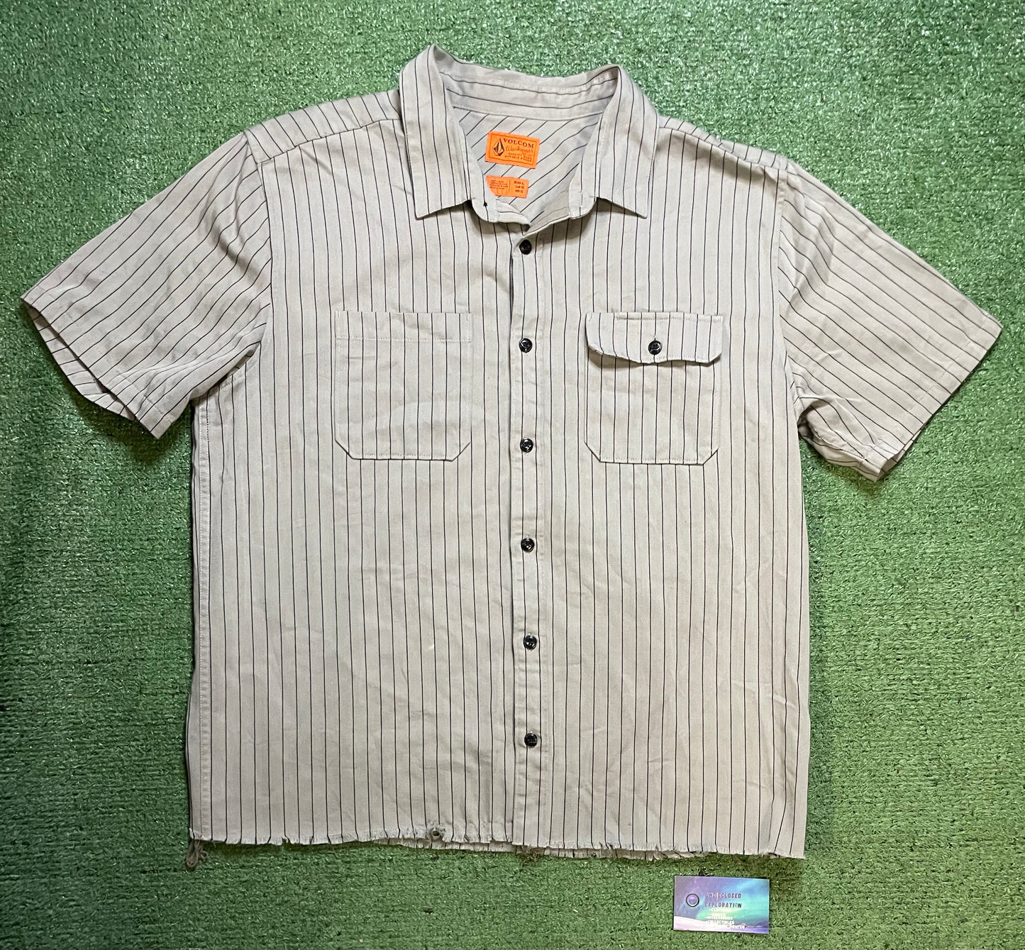 Volcom grey and black button up shirt