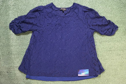 Diane Gilman  navy eyelet blouse
