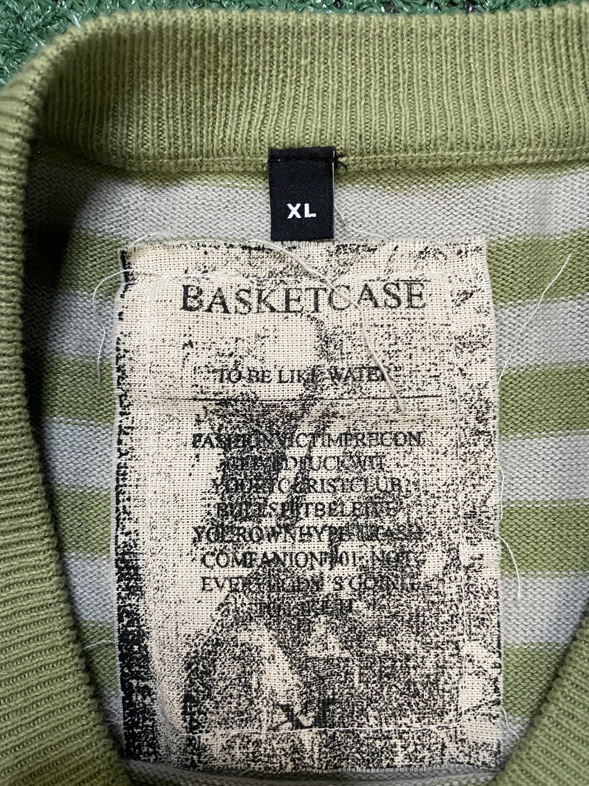 Basketcase gallery grey & sage striped tee