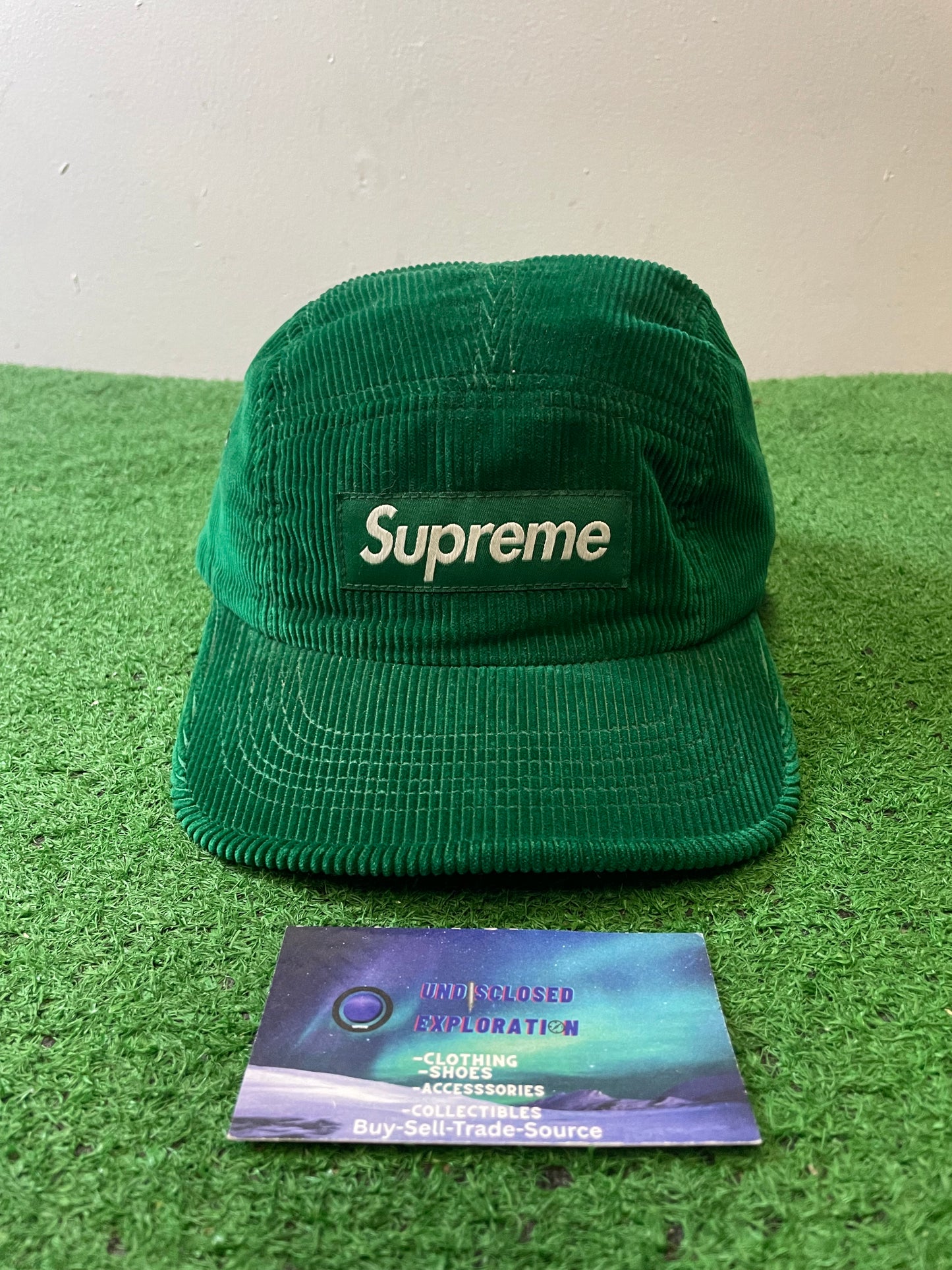 Supreme corduroy green box logo  hat