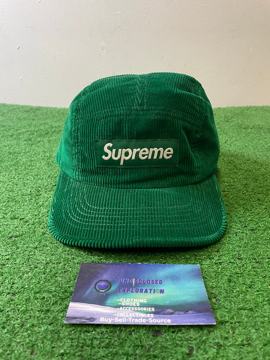 Supreme corduroy green box logo  hat