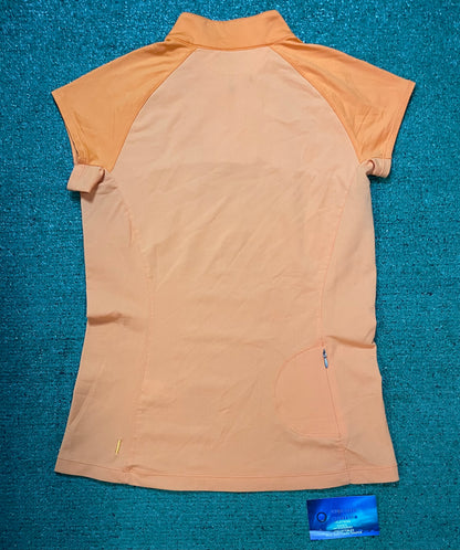 orange short sleeve zip up