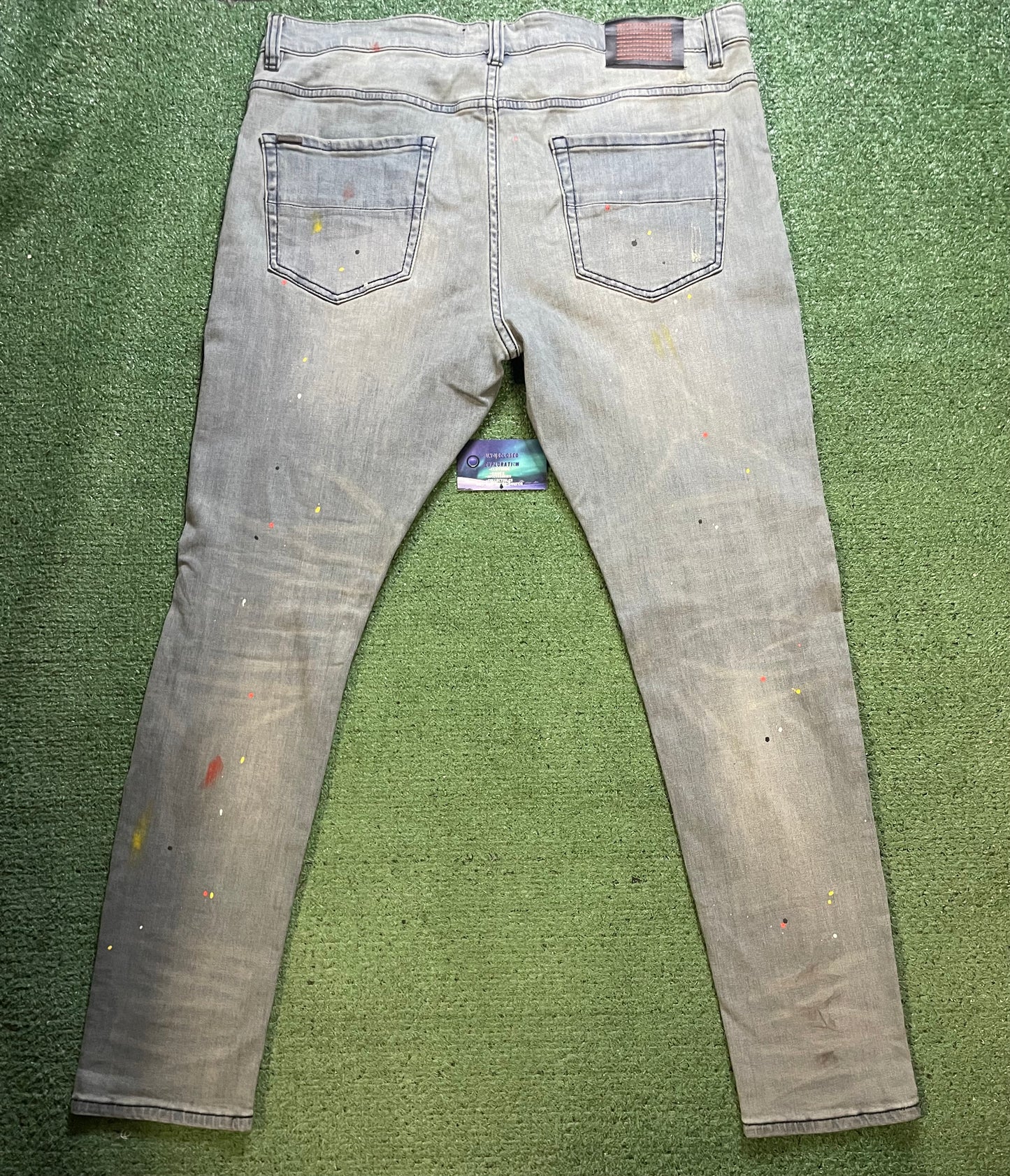 Serenade light wash paint splatter jeans