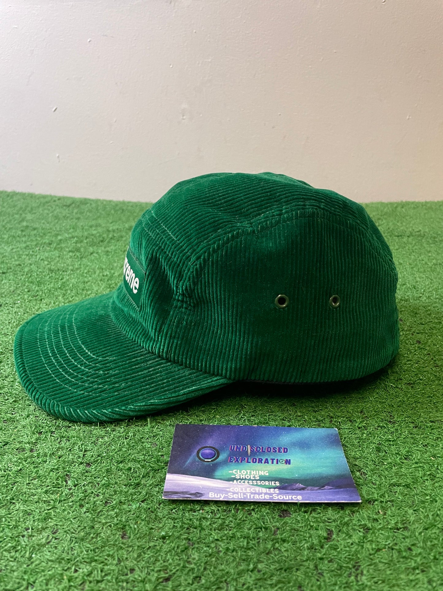 Supreme corduroy green box logo  hat