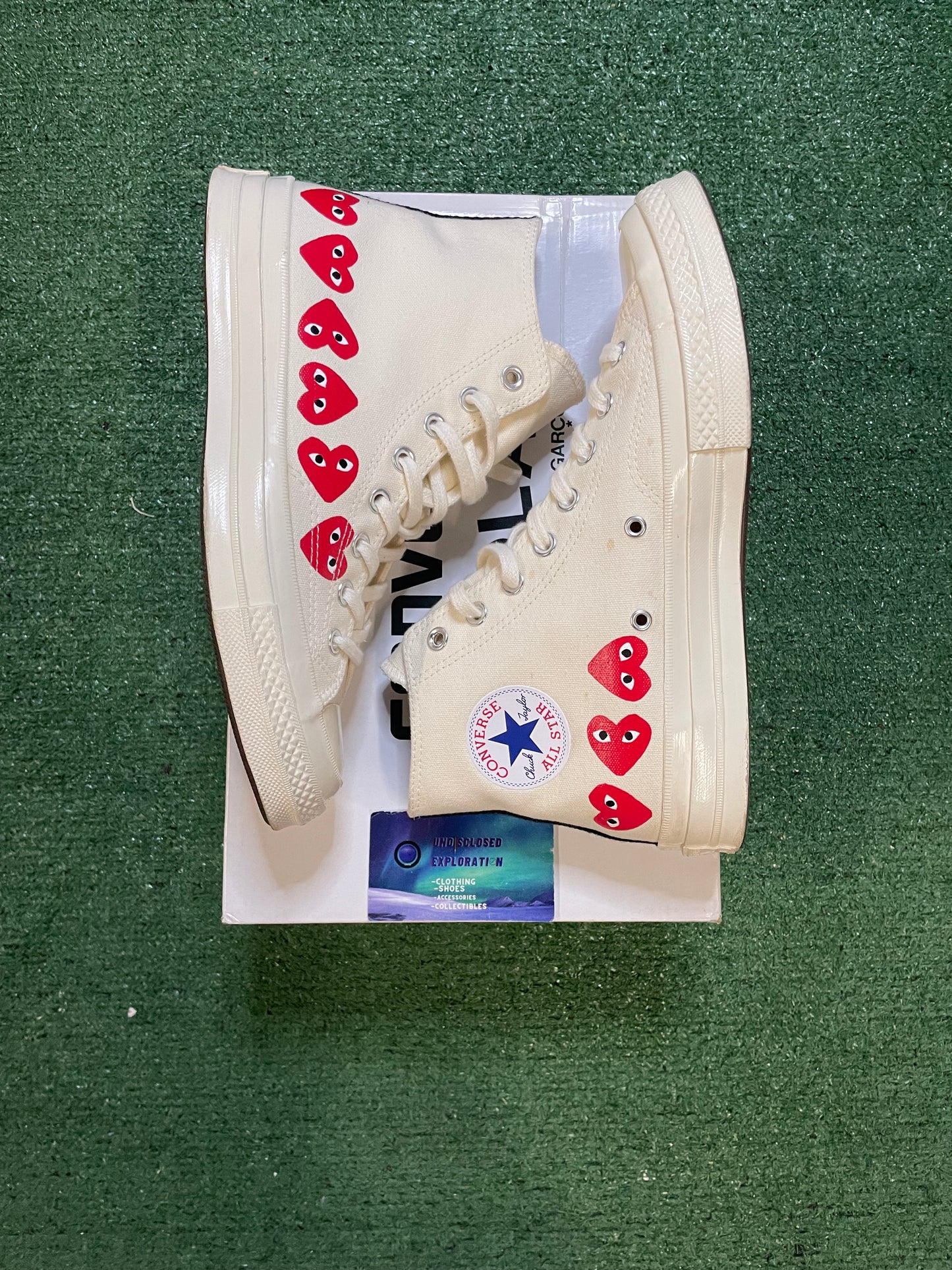 CDG X converse multi heart high top size 8.5men/10women