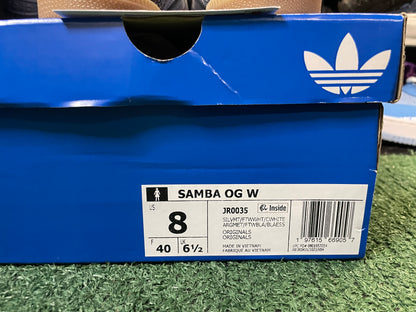 Adidas samba silver metallic cracked leather
