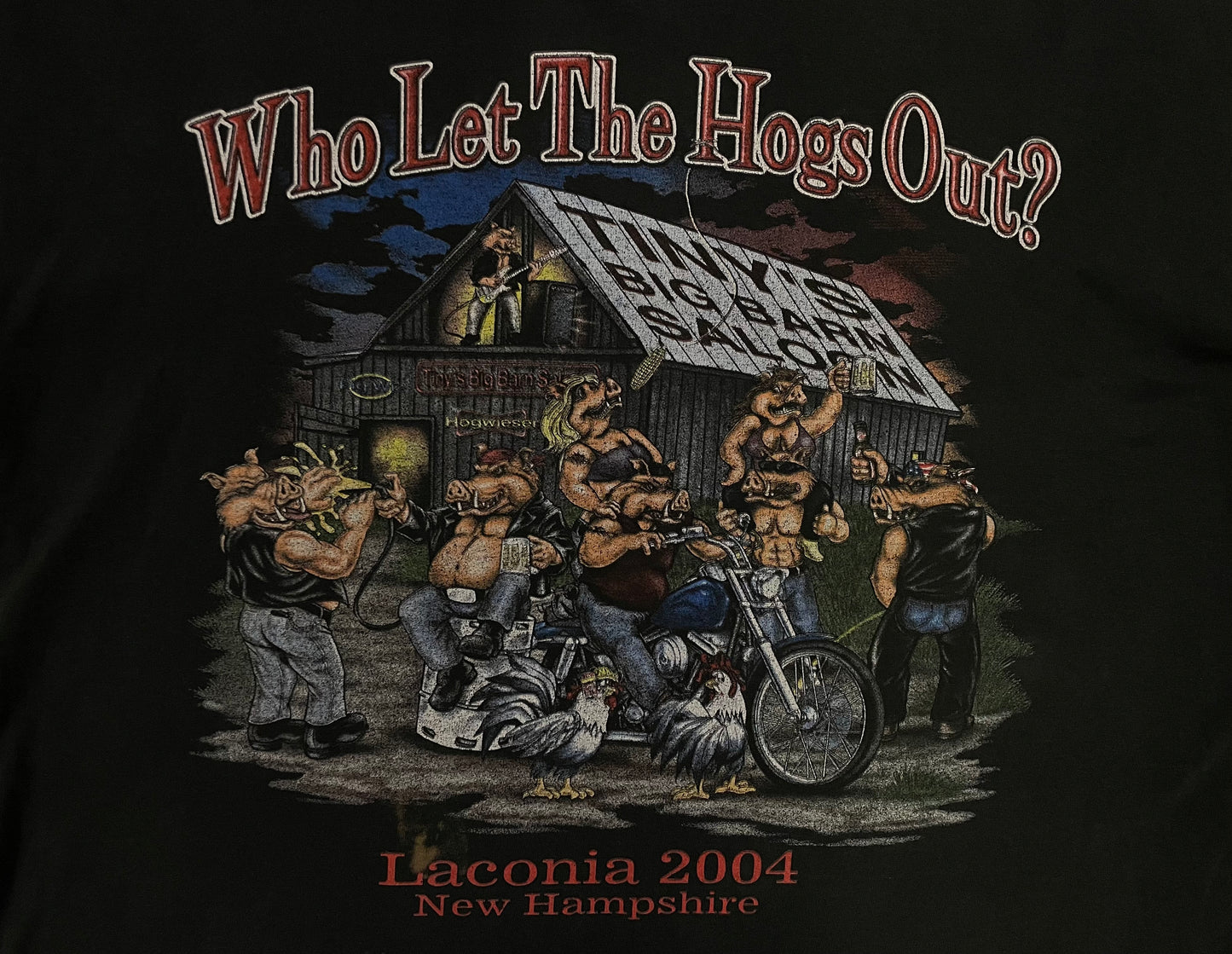 Vintage 2000s Who Let The Hogs Out? Biker tee