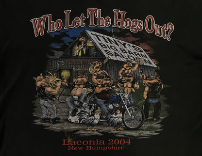 Vintage 2000s Who Let The Hogs Out? Biker tee