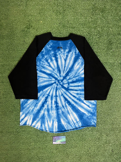 Stussy blue tie dye baseball tee