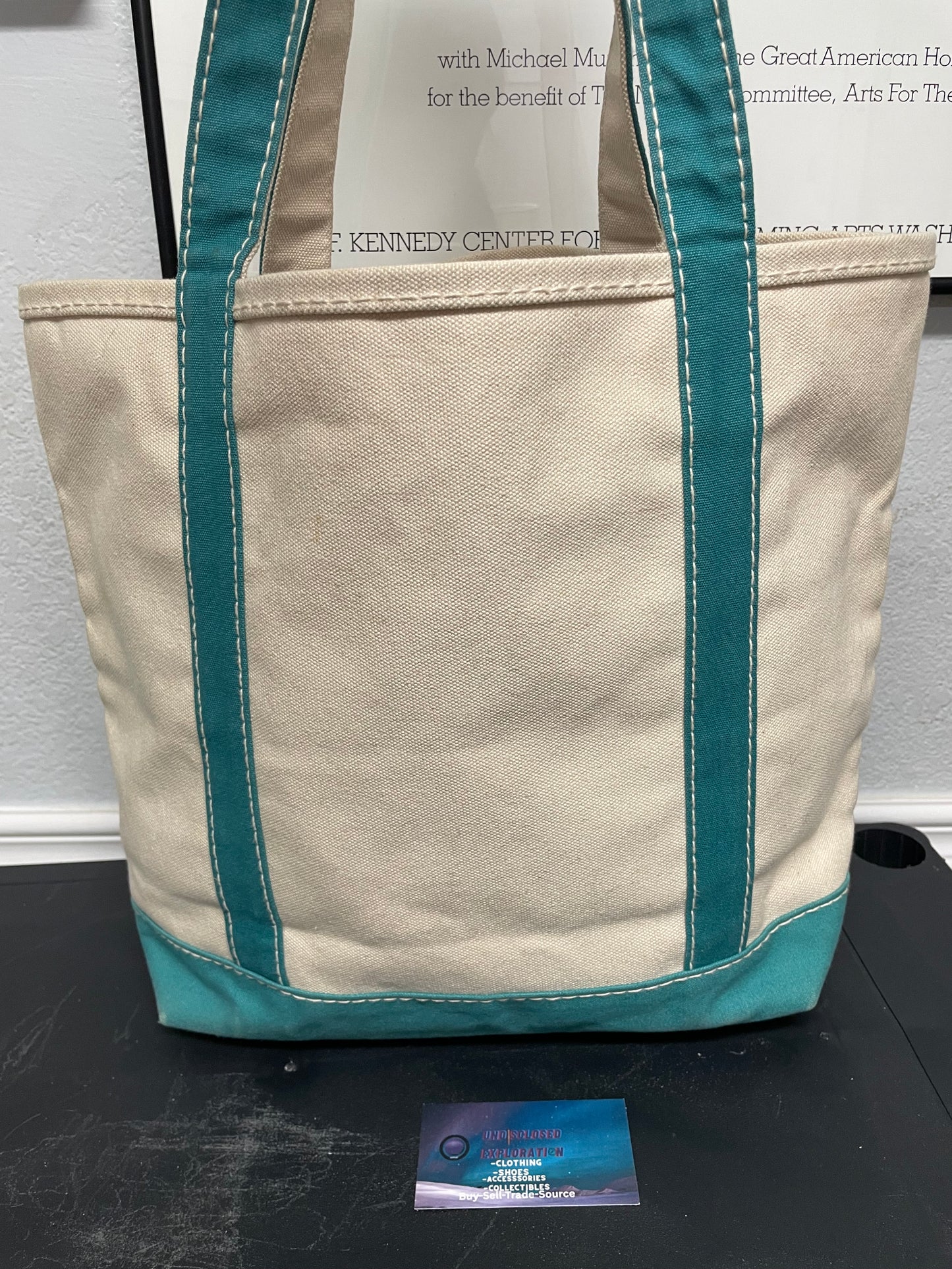 Vintage 1990s Land ends  blue and teal tote bag