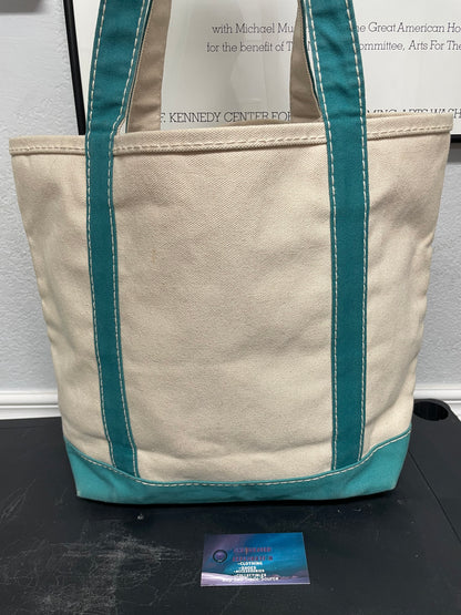 Vintage 1990s Land ends  blue and teal tote bag