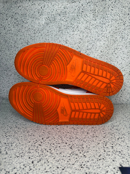 Jordan 1 Mid Electro Orange 10.5 Men/12 Women “Preowned”