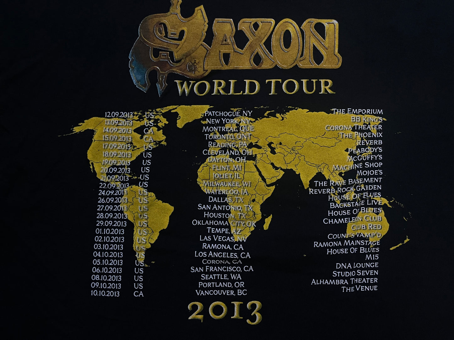 SAXON 2013 Concert World Tour tee