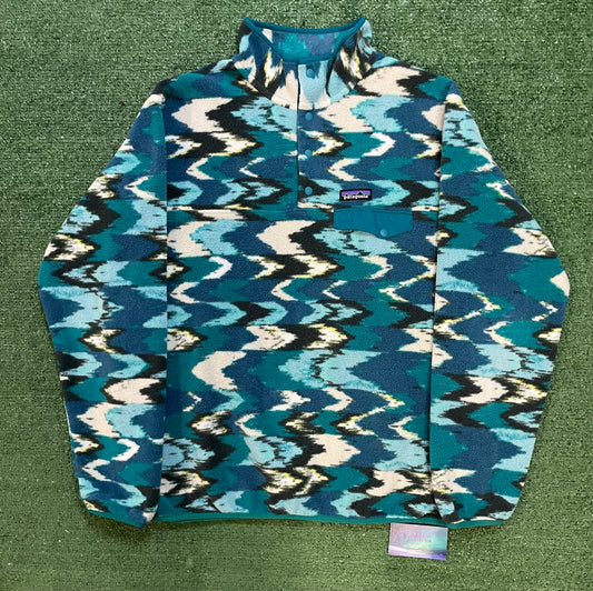 Vintage Patagonia Synchilla Fleece Trout Tales Elwha Blue blueberry fleece