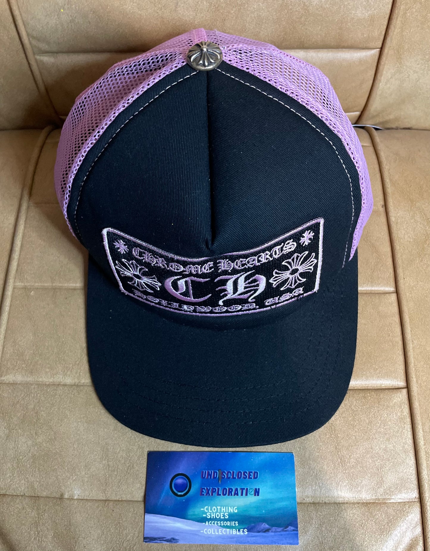 Chrome hearts Ch Hollywood pink trucker hat