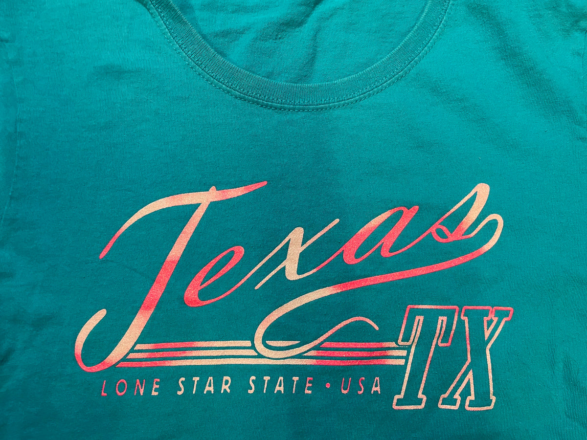 Vintage 1990s Texas lone star state USA turquoise tee