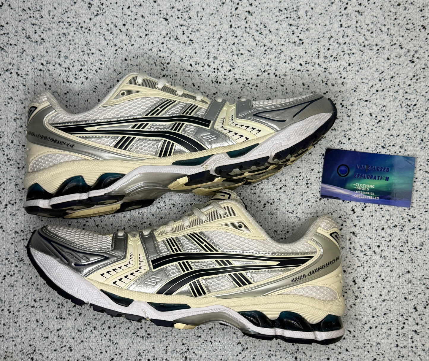 ASICS Gel Kayano 14 White Midnight 9.5 Men/11 Women “Preowned”
