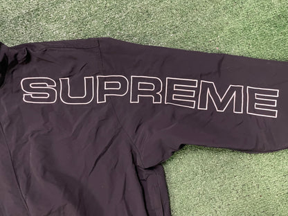Supreme spellout embroidered black track jacket