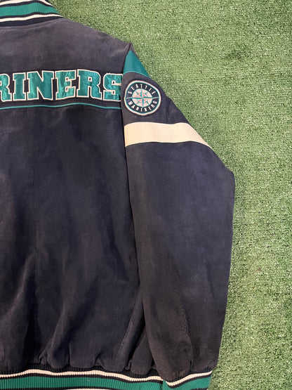 Vintage 1990s Seattle mariners leather and suede jacket