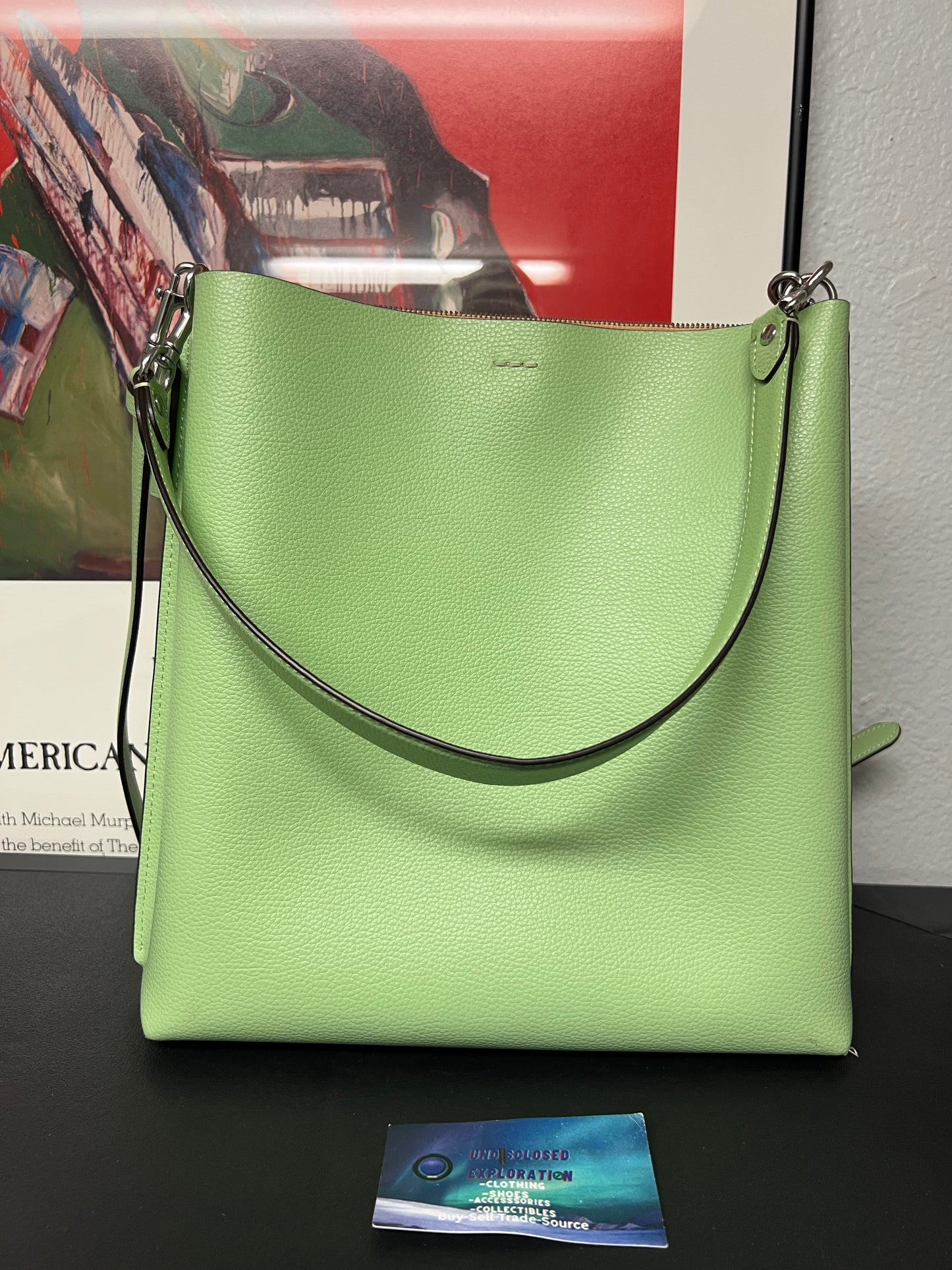 Coach Mollie Bucket Bag 22 in Pale Pistachio leather