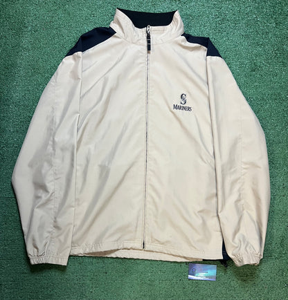 Vintage 1990s Seattle Mariners  embroidered tan zip up jacket