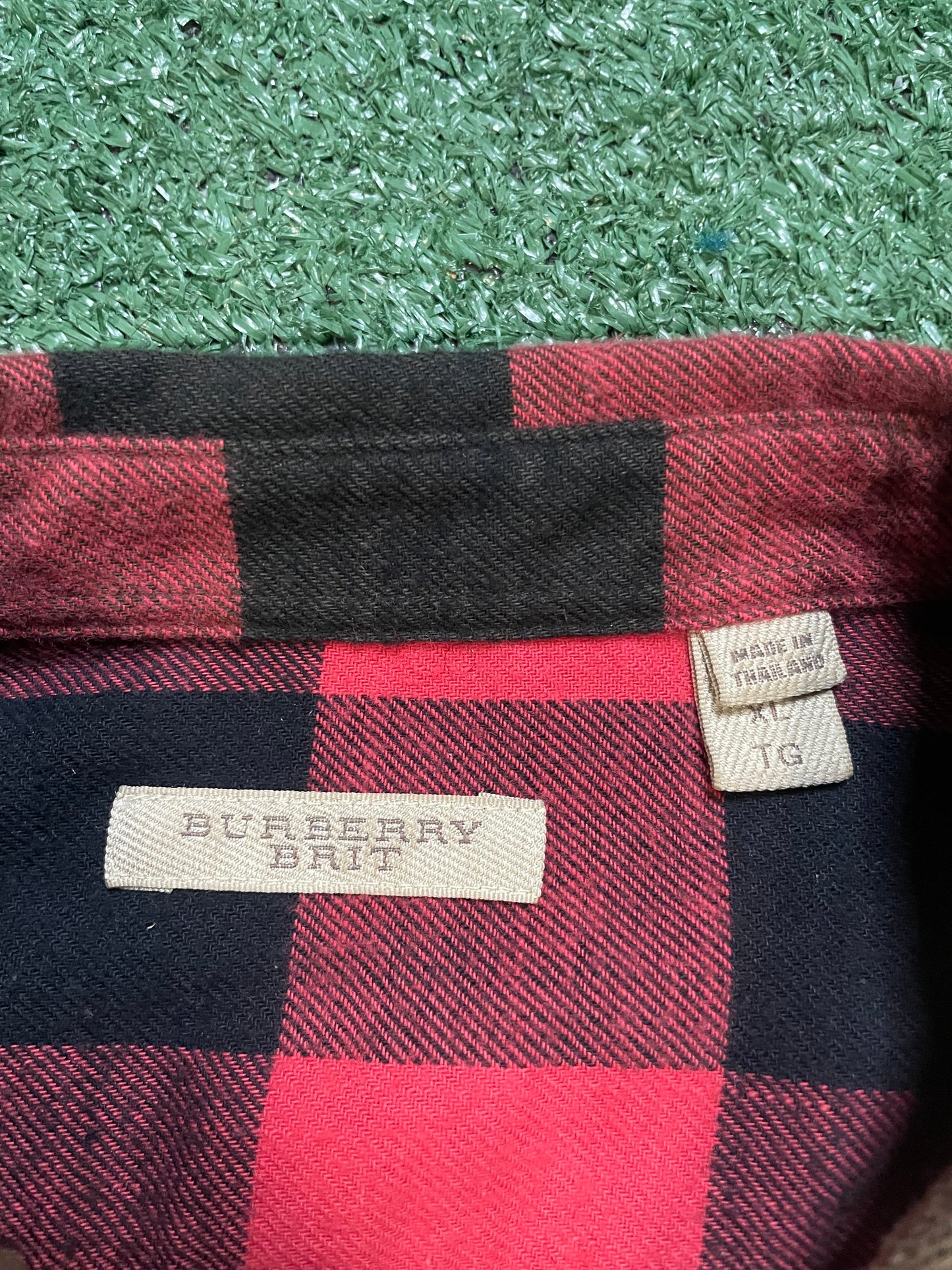 Burberry nova check plaid red & black shirt