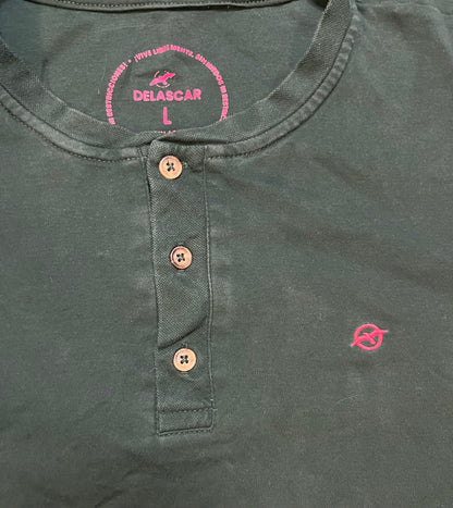 Delascar green short sleeve Henley shirt