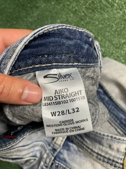 silver aiko mid straight jeans