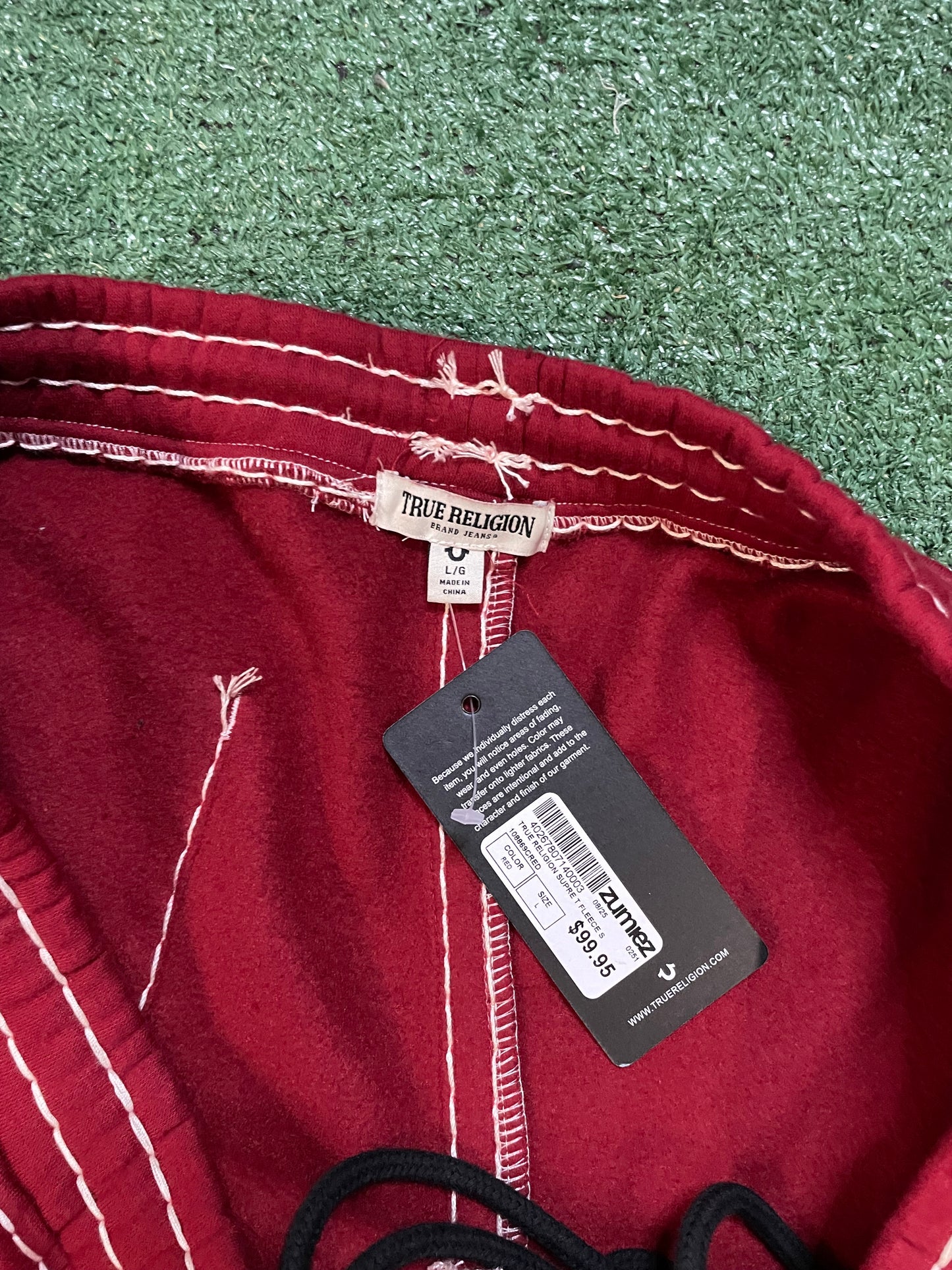 True Religion super T  red fleece sweatpants