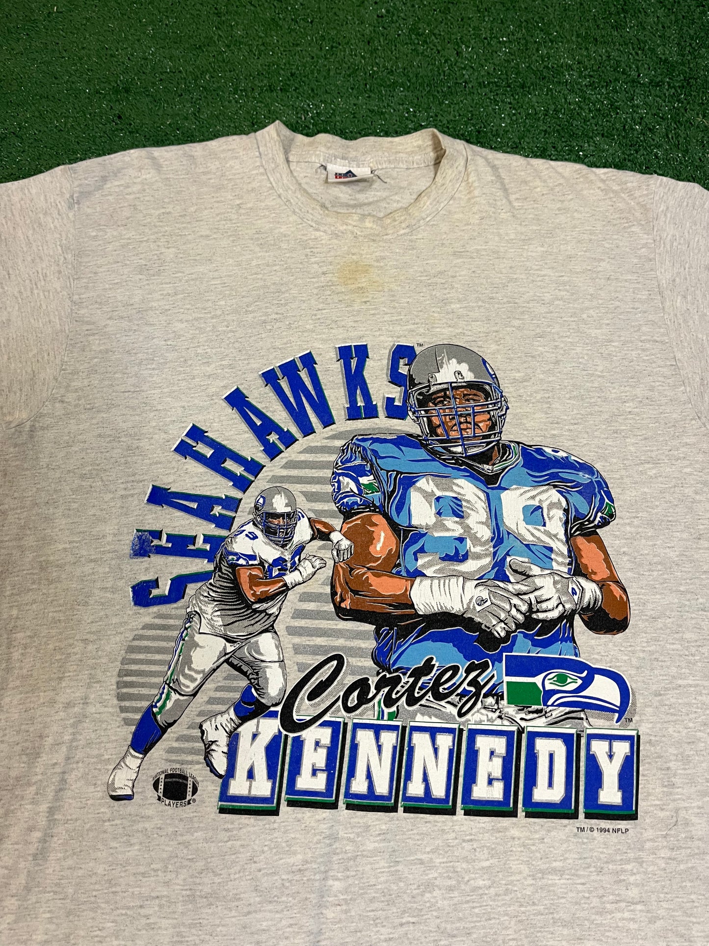 Vintage 1994 Seattle Seahawks Cortez Kennedy brown #99 tee