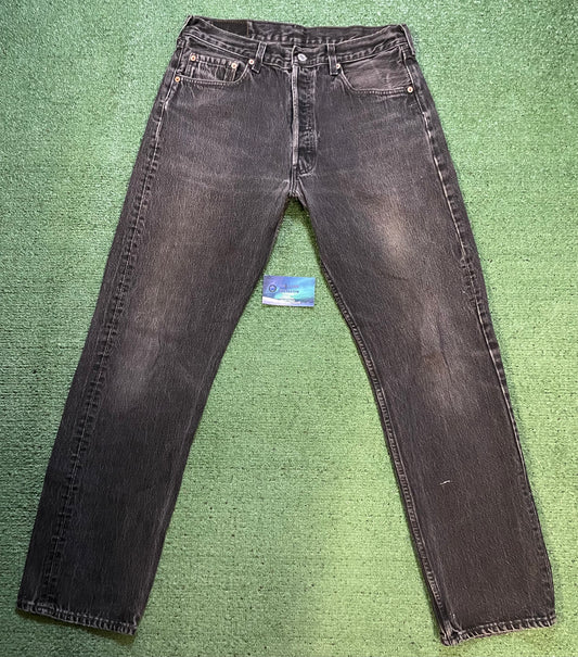 Vintage 1990s Levi’s 501 black faded jeans made in USA