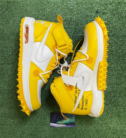 Nike Air Force 1 mid X off white leather varsity maize