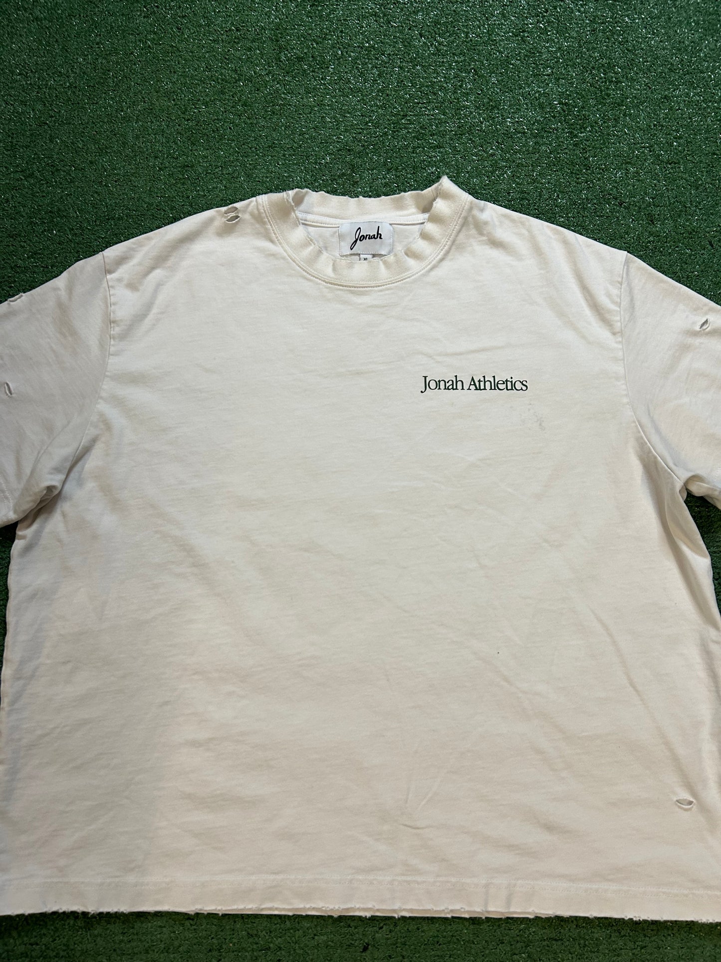 Jonah athletics stay the course white and green tee