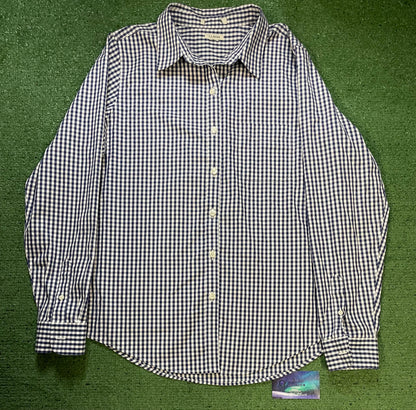 L.L. Bean white & blue button up
