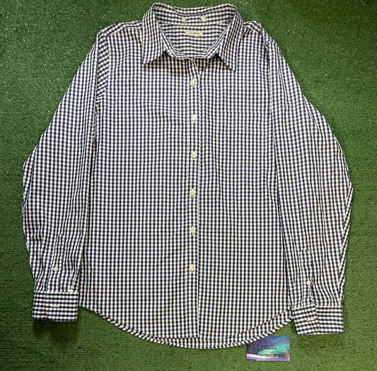 L.L. Bean white & blue button up