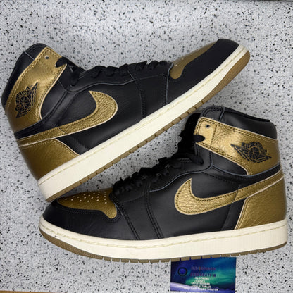 Jordan 1 Black Metallic Gold 10 Men “Preowned”
