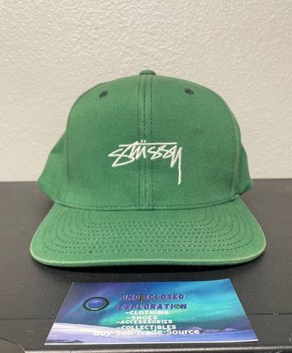 Stussy green and white embroidered hat