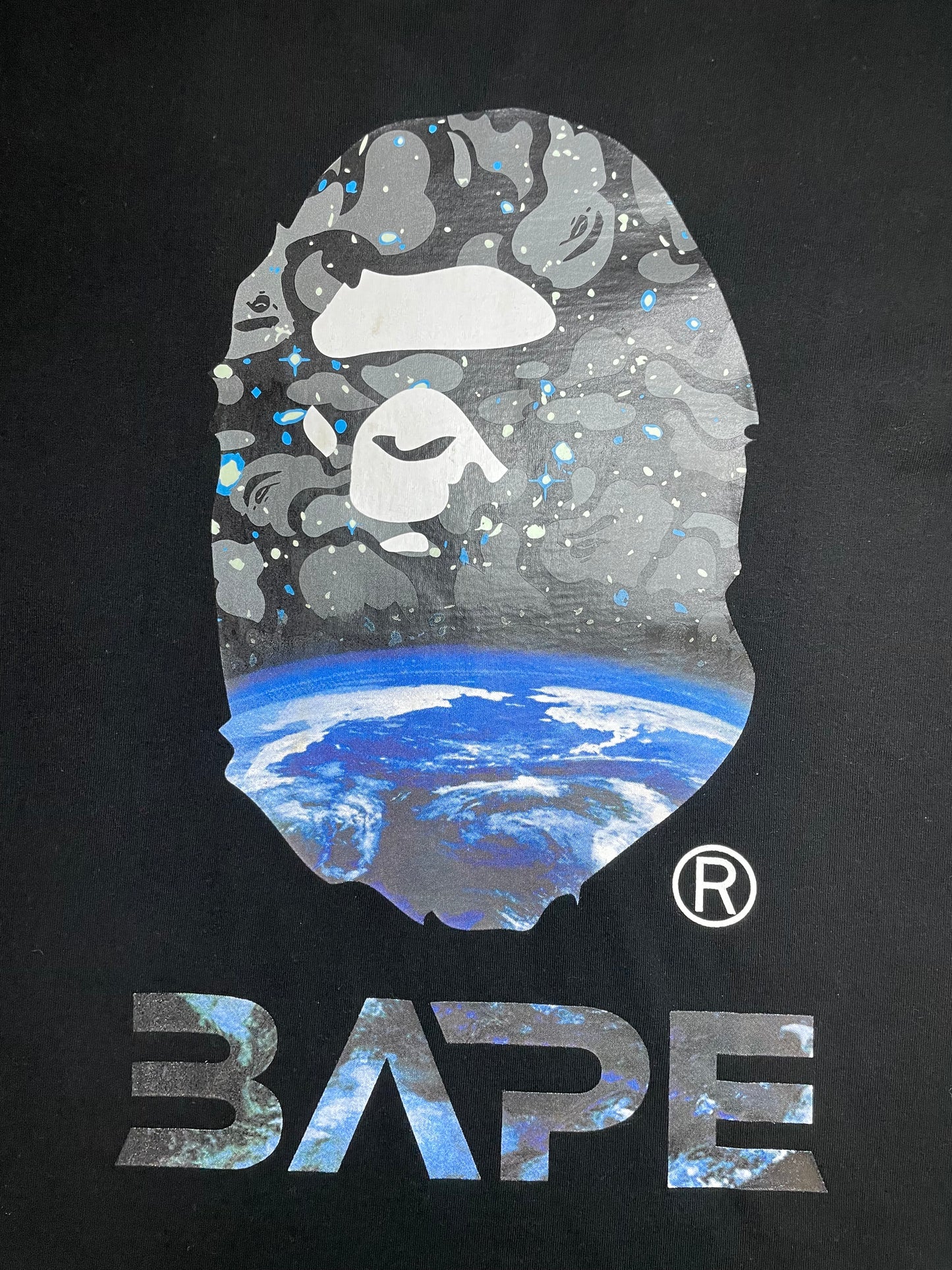 Bape space camo ape head tee