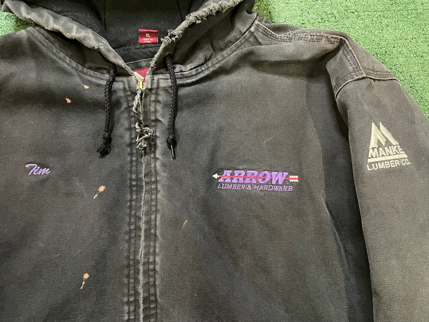 Vintage Dri-Duck black hooded distressed jacket