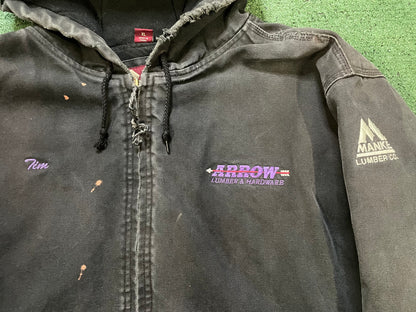 Vintage Dri-Duck black hooded distressed jacket